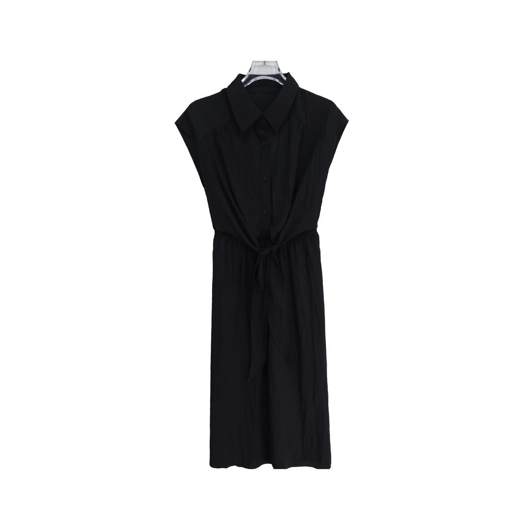 纯色系带收腰显瘦百搭气质女装连衣裙S2081