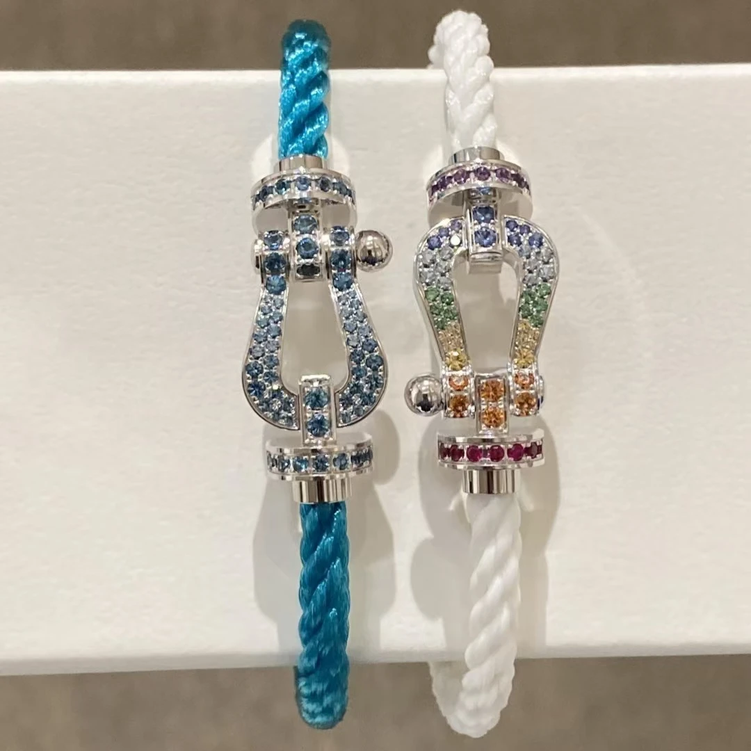 合金合成锆石手链 镀K金 马蹄彩镶手链 ZF-C505