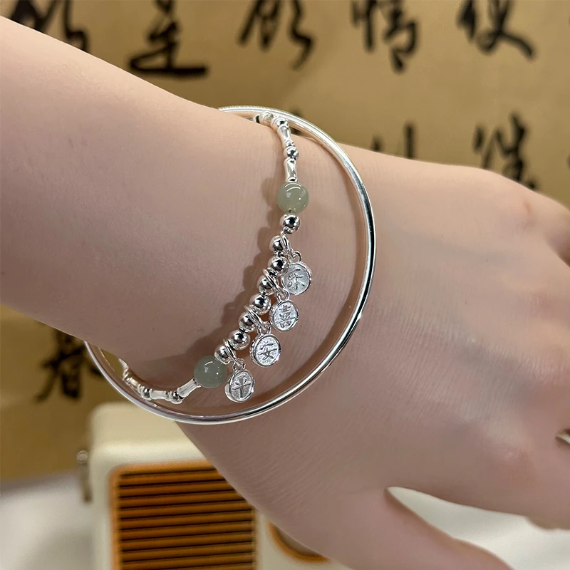 925银手链 017 栖凰 “平安喜乐”s925足银手链 女士时尚纯银手链