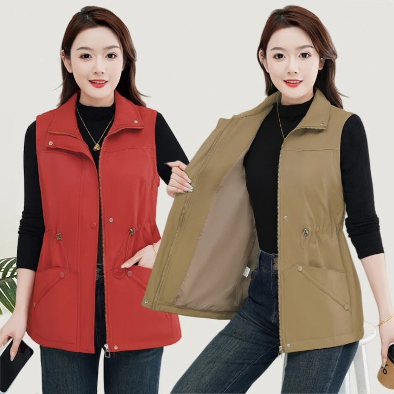 大码女士马甲春秋外搭2025年新款中长款坎肩背心马夹外套外穿爆款