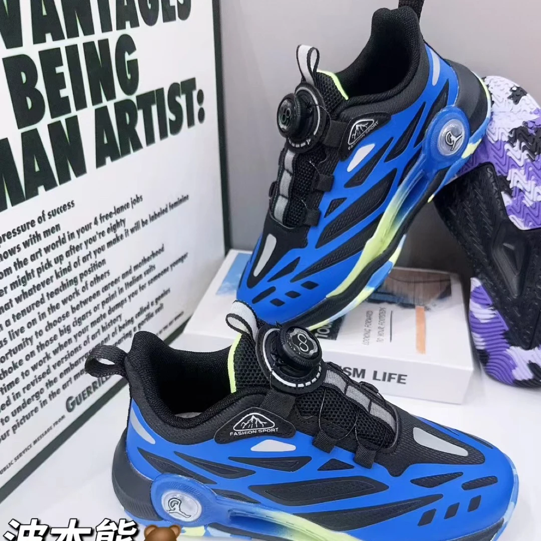 波本熊2025秋季新款男童皮面运动鞋儿童休闲超轻跑步鞋