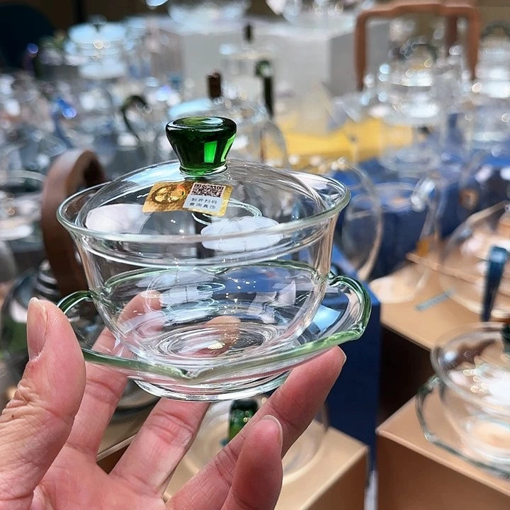 禾器湖绿色沁莲盖碗