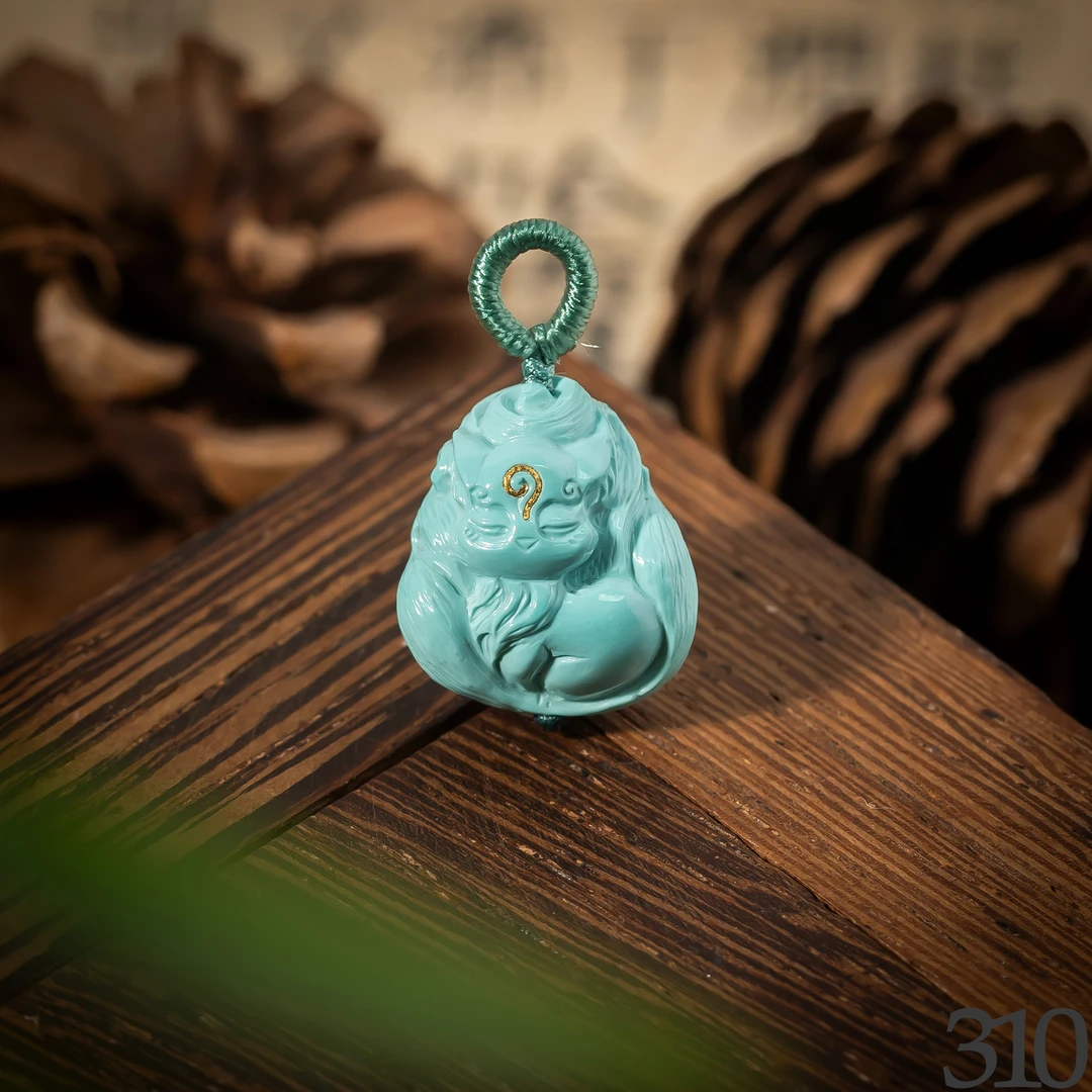 【世间臻宝】绿松雕刻件/16*15*8mm/多样性发一件/SS310/孤