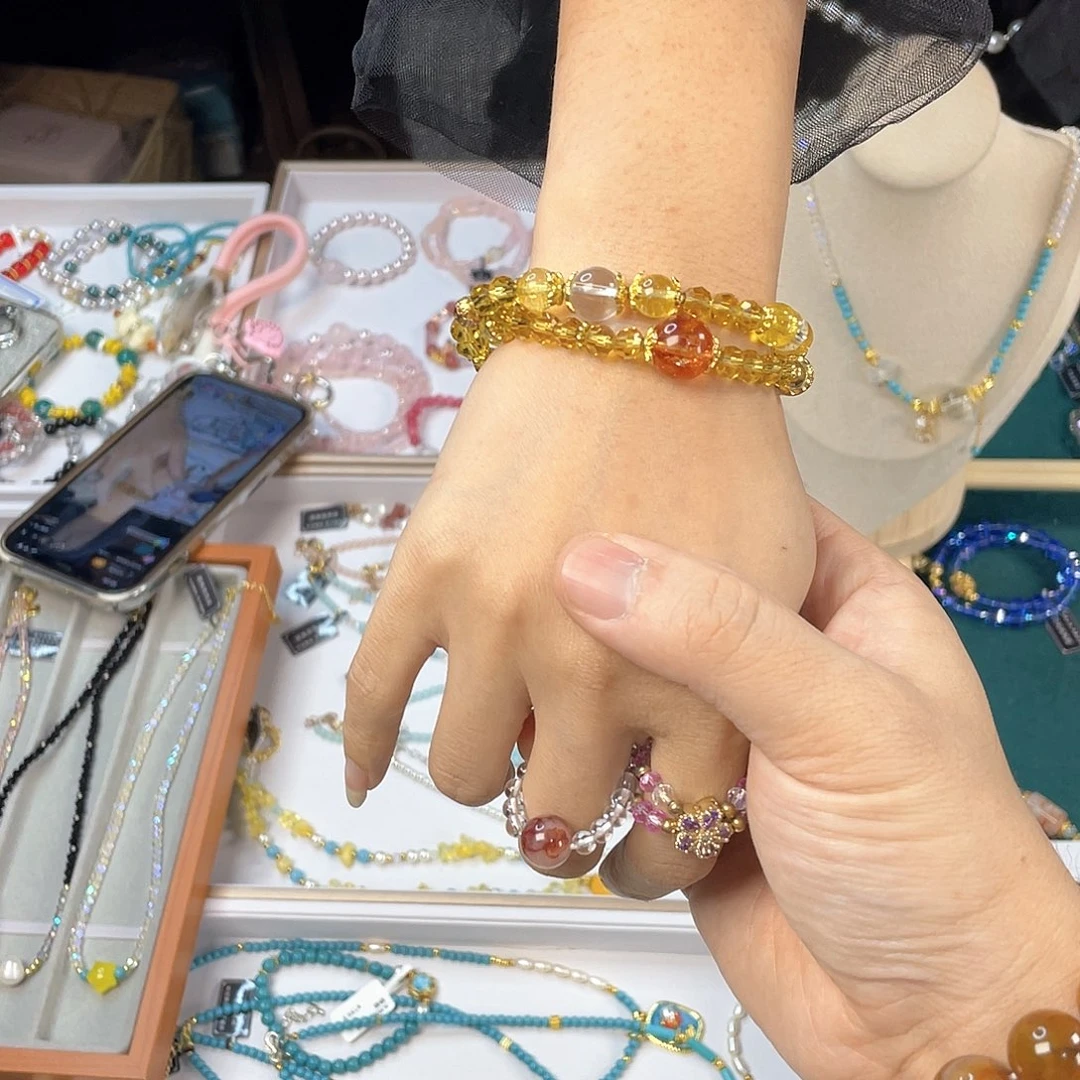 水晶手链银S925镀金镶嵌