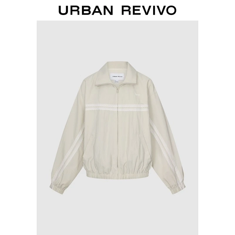 UR2026春季新款女装休闲运动风蕾丝花边立领外套UYY160007