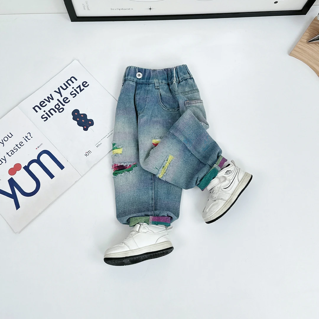 男童裤子春秋款儿童牛仔裤2025新款春装潮 CXF3585 悠悠童话童装