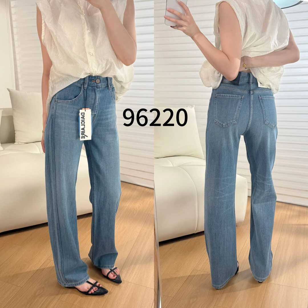 代嘉儿品牌清货 96220A-1 高腰显瘦四面弹直筒牛仔裤