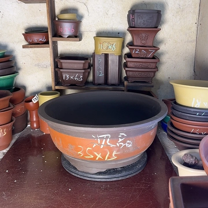 宜兴紫砂花盆，手工制作