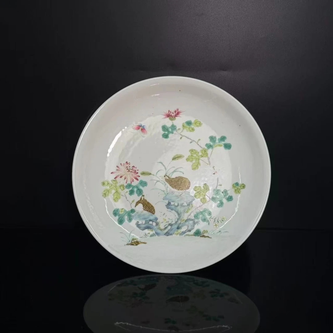 Lot22-清粉彩安居乐业图盘 长23.5cm-YC11120022001076