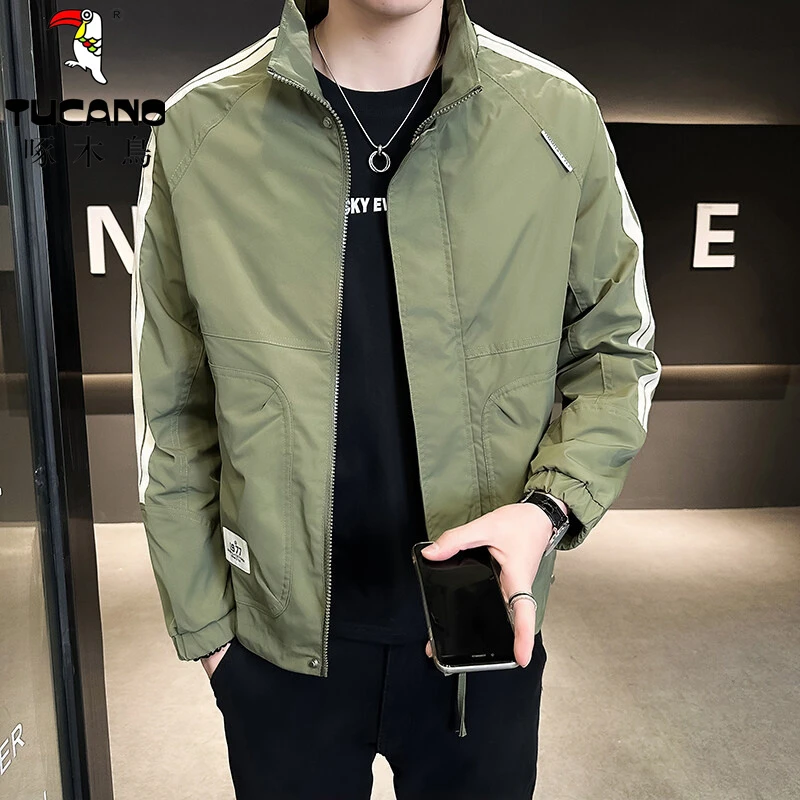 啄木鳥2025春秋新款立领休闲夹克男士爆款潮流时尚百搭帅气外套