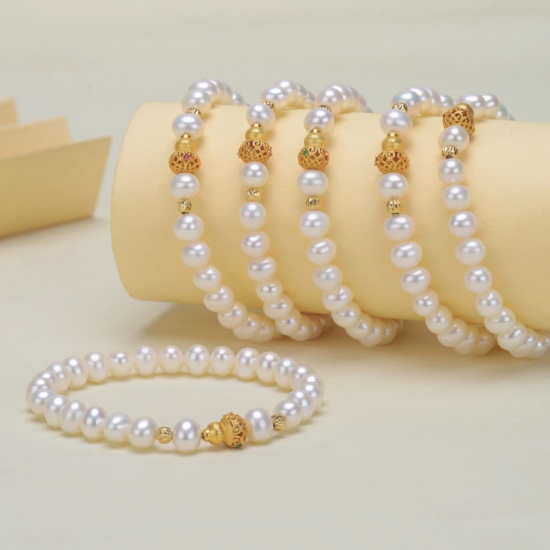 无核 小葫芦 珍珠手链 6-7mm 无核 基本无暇 银葫芦 多样发一