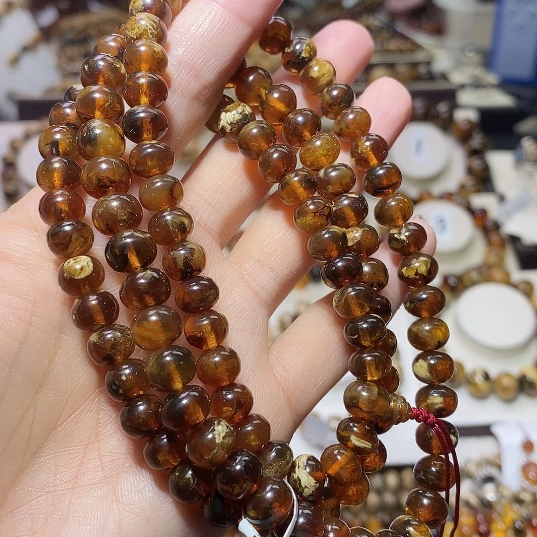 琥珀未镶嵌裸石蜡花8+福利