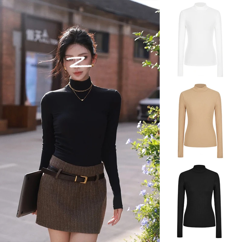 半高领打底衫女秋冬紧身洋气内搭长袖t恤INS
