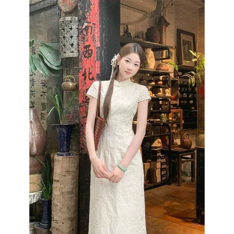 新中式立领常规款常规长裙旗袍夏季时尚少女小个子