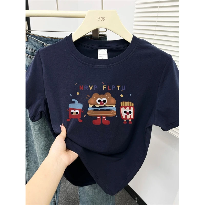 独特洋气遮肉显瘦正肩t恤2025夏季新款气质短袖女圆领衫半袖上衣