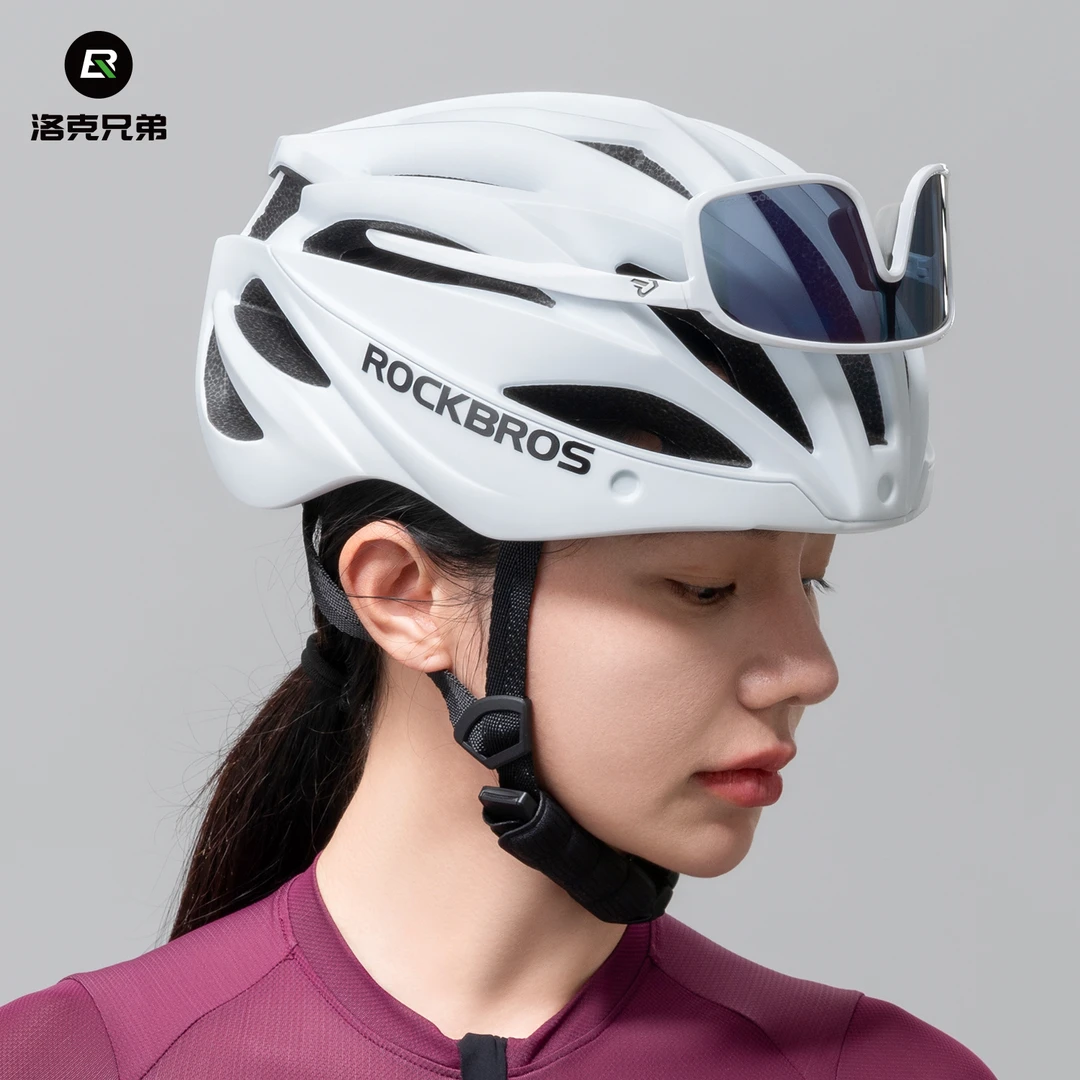 洛克兄弟自行车头盔一体成型骑行头盔带风镜山地公路车安全帽男女