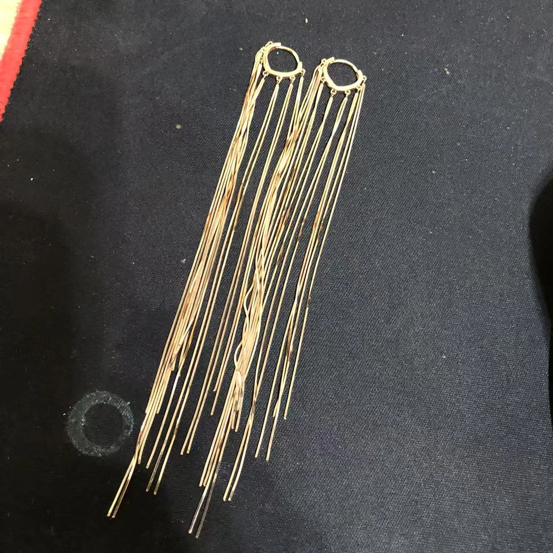 14k玫瑰金蛇骨流苏耳扣