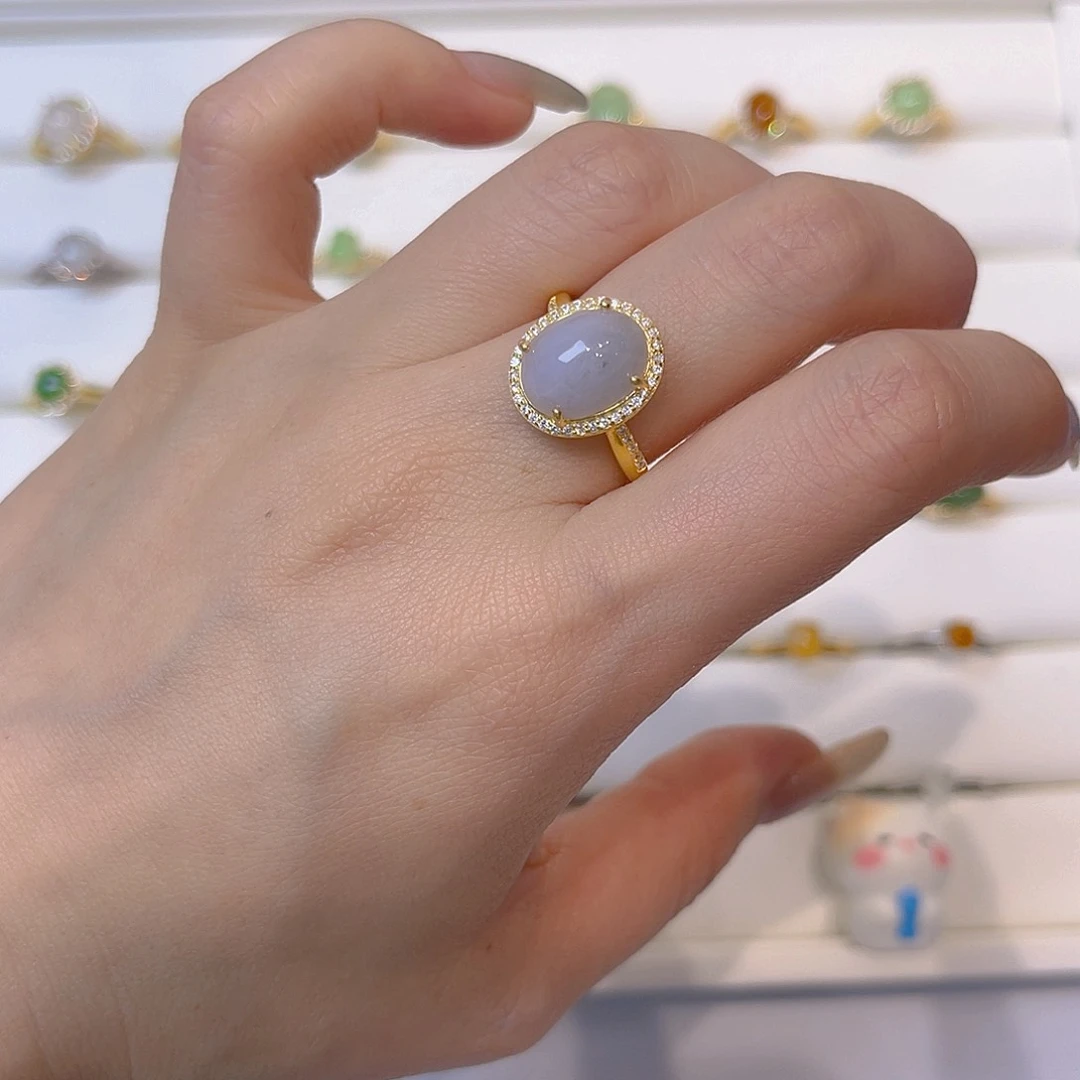 紫***来翡翠戒指银S925镶嵌 几。