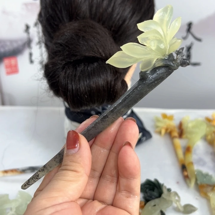 定制蛇纹石玉毛货发饰