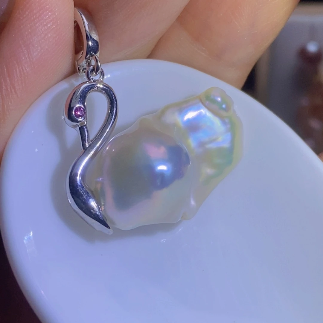 银S925镶嵌淡水珍珠微瑕