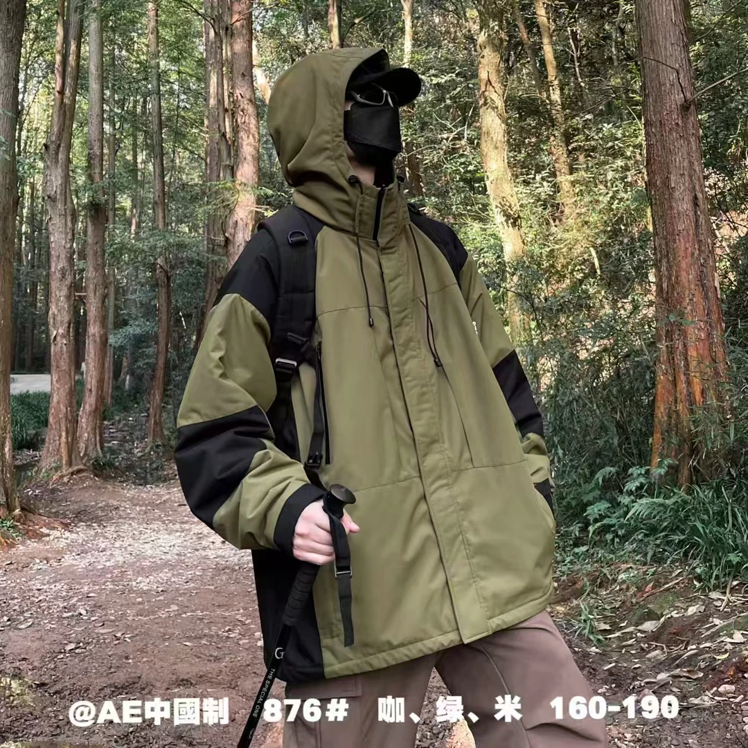 【FW876-军绿色】青少年大童冬款羽绒服内胆三合一冲锋衣
