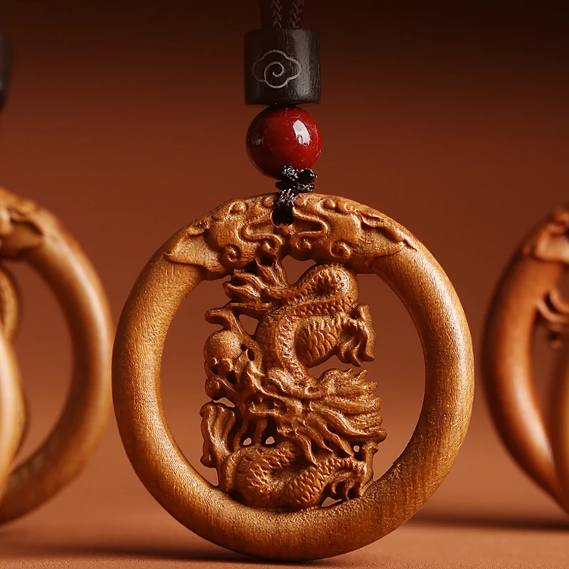 泰山老桃木十二生肖男女儿童桃木挂件桃木吊坠桃木项链桃木饰品