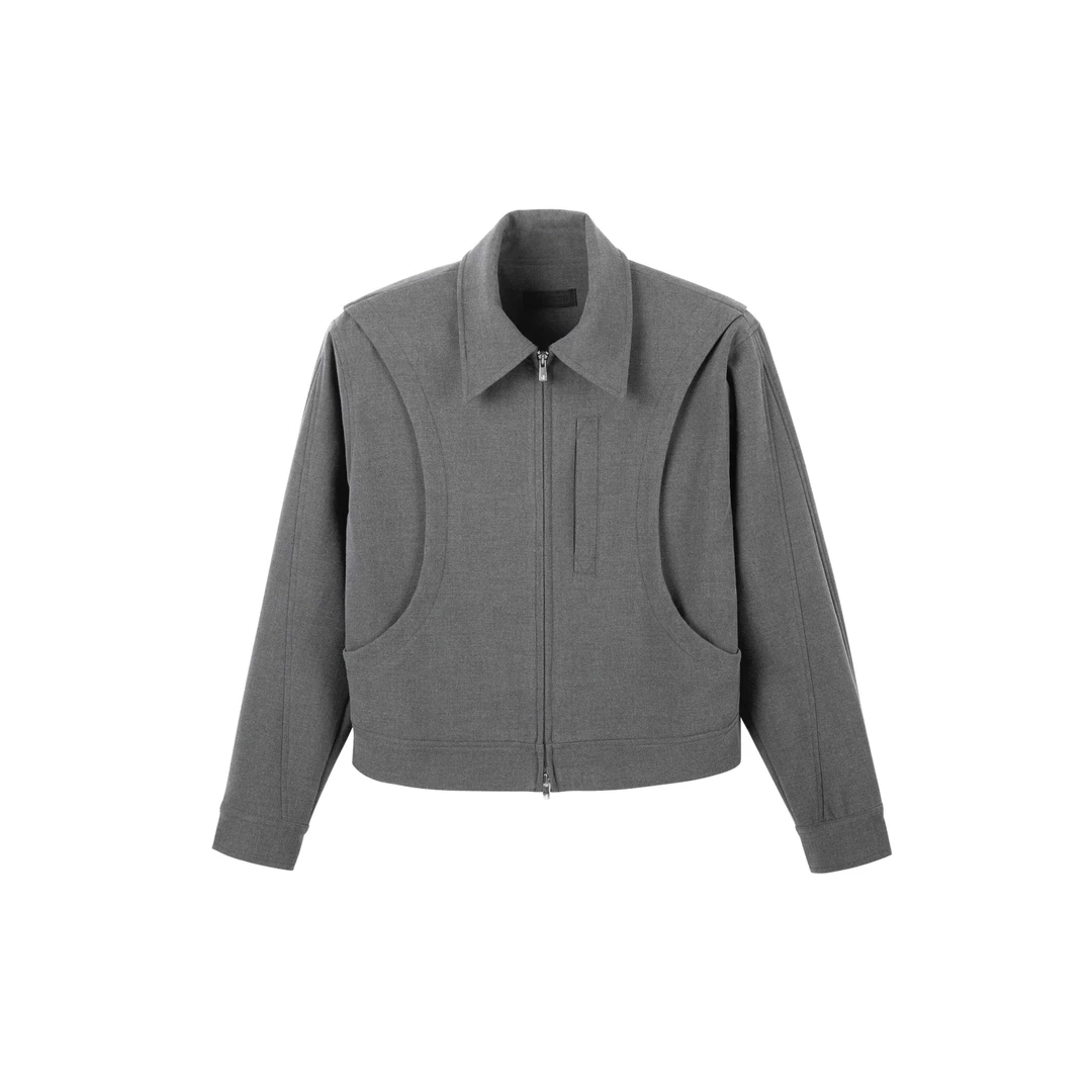 【TQUX官方正品】cleanfit灰色外套男美式复古飞行员夹克短款垫肩