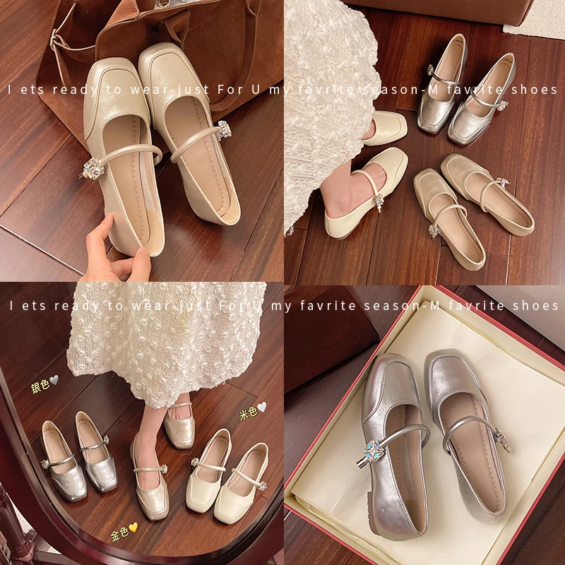 A-936浅口法式学院风夏季纯色方头单鞋跟鞋赫本风港风百搭