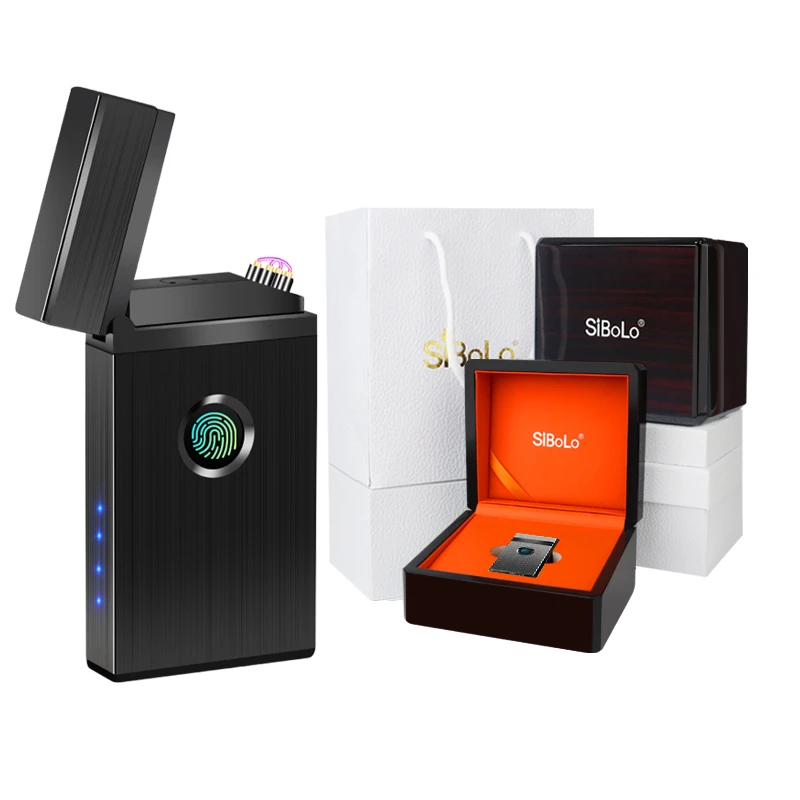 送男士个性定制刻字朗声真指纹打火机充电生日礼物高档实用