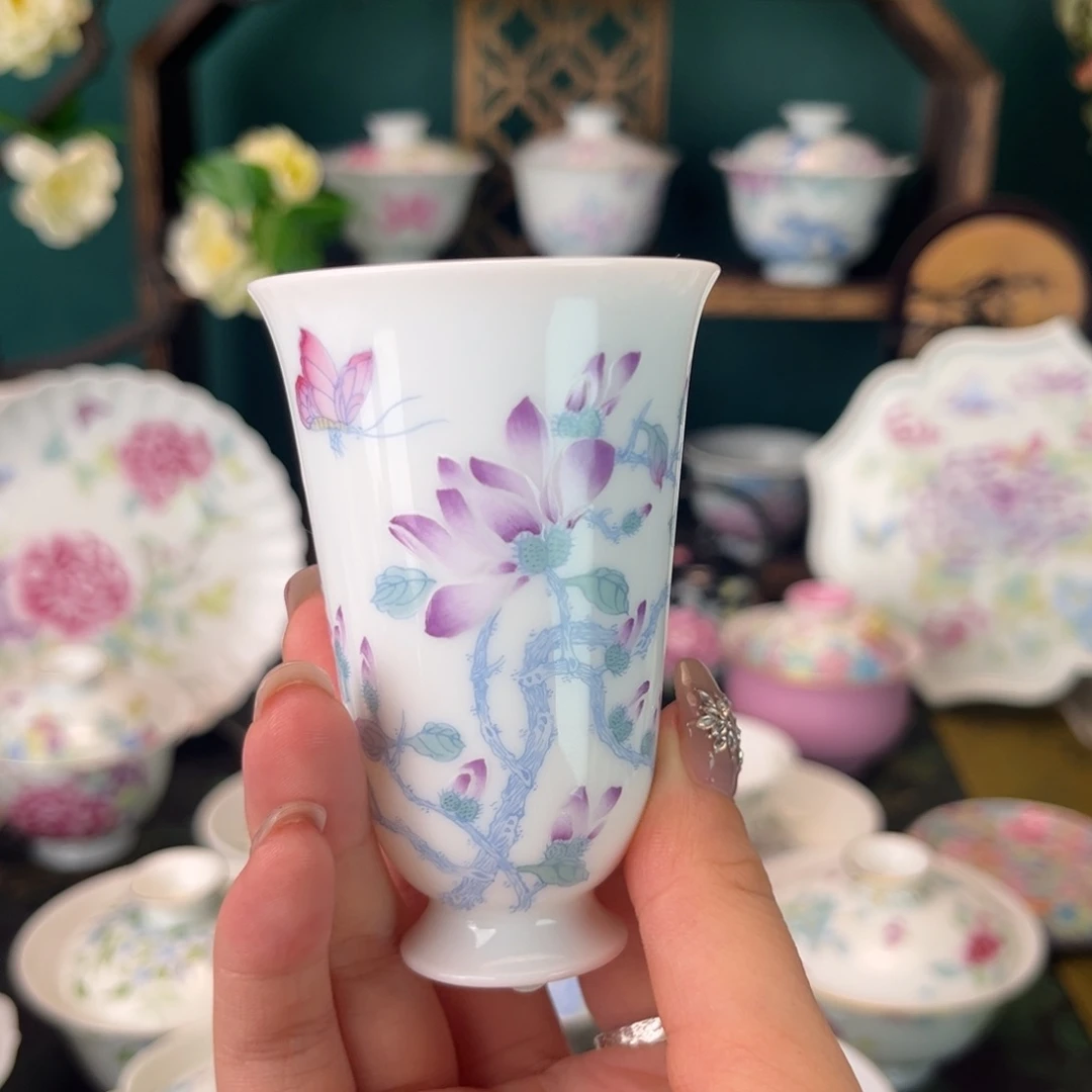 摆件陶景德镇陶瓷手绘茶杯