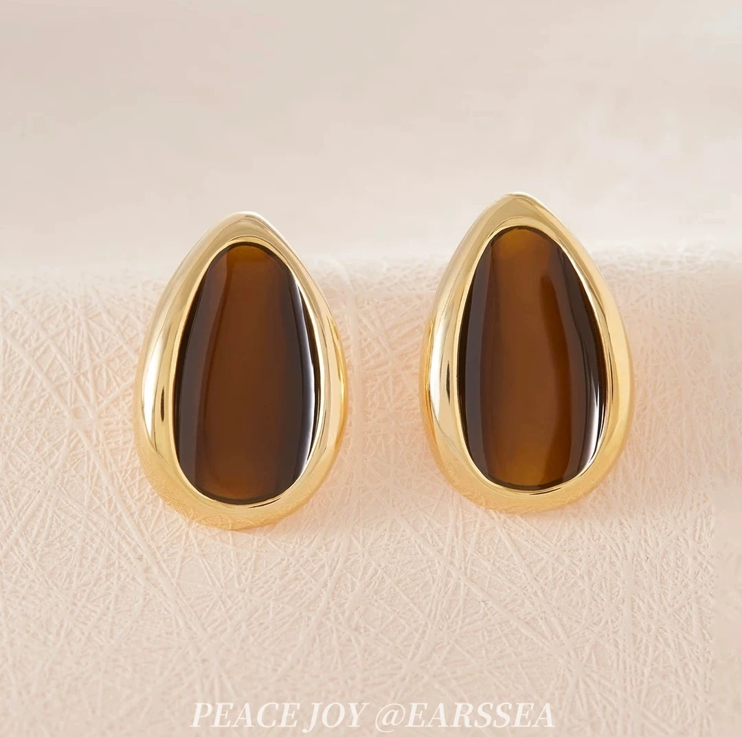 铜合金耳饰 落日曼哈顿耳钉 肯豆同款雅丹风高级感耳钉轻奢耳饰