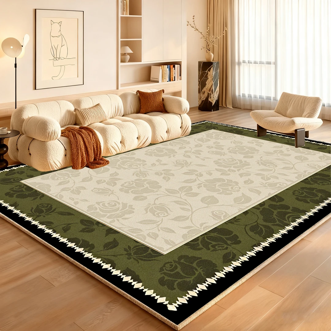 奶油风冬季加绒仿羊绒地毯客厅绿色加厚免洗防滑家用沙发卧室地垫