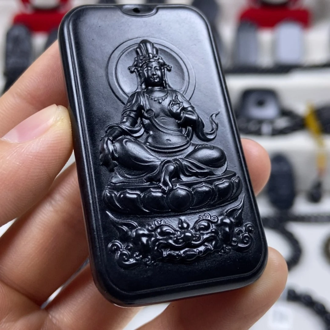 和田玉（墨玉）未镶嵌颈饰观音