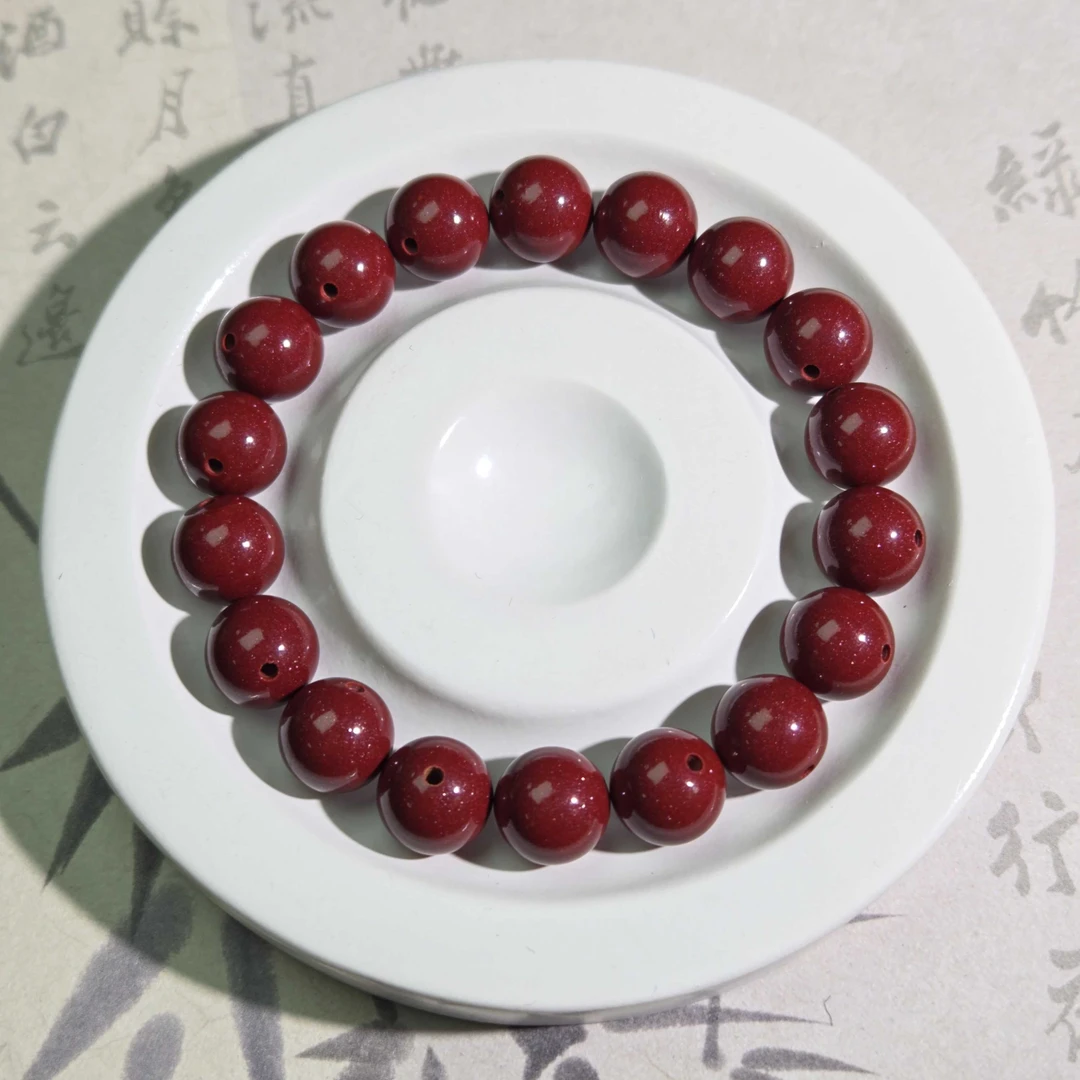 含辰砂工艺品多样性发2颗朱砂紫晶砂散珠卡10mm