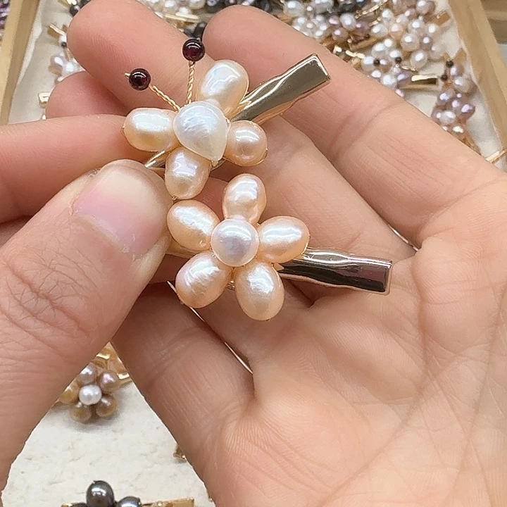 淡水珍珠发饰银S925镶嵌