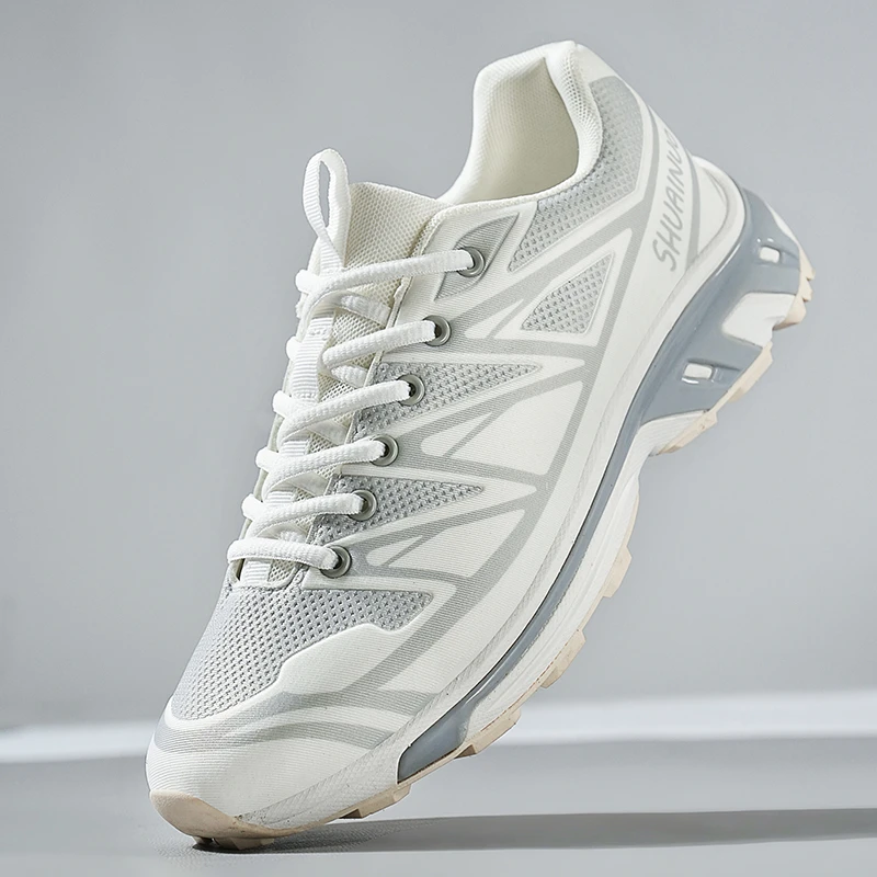 夏季新款跑步鞋男士户外登山运动鞋厚底减震透气百搭网布休闲鞋