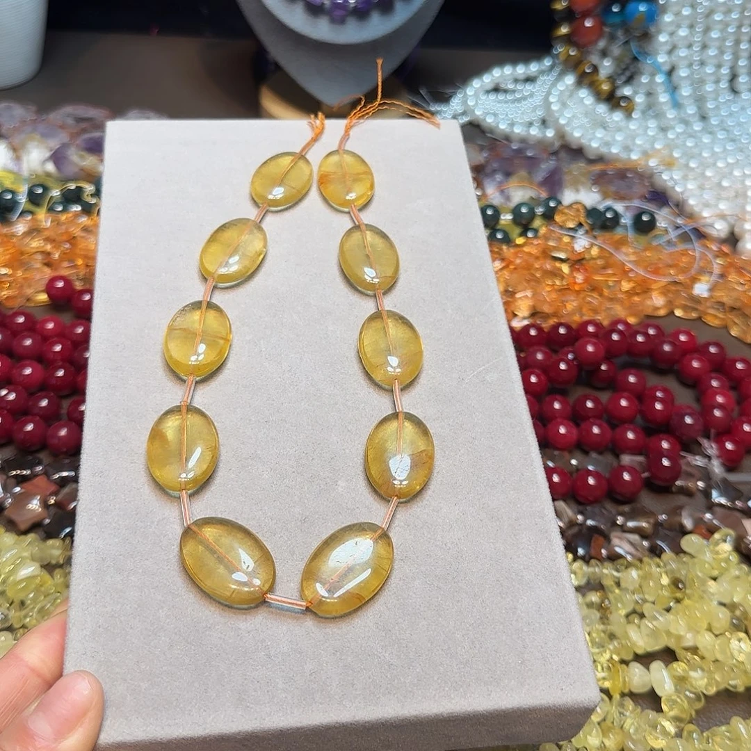 玛瑙/玉髓合金珠宝半成品莹石水晶椭圆一条