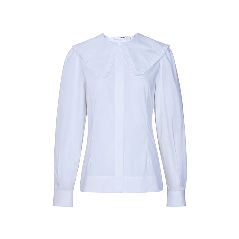 TRACYCHU棉白色娃娃领收腰衬衫气质百搭简约老钱风松弛感秋冬新品