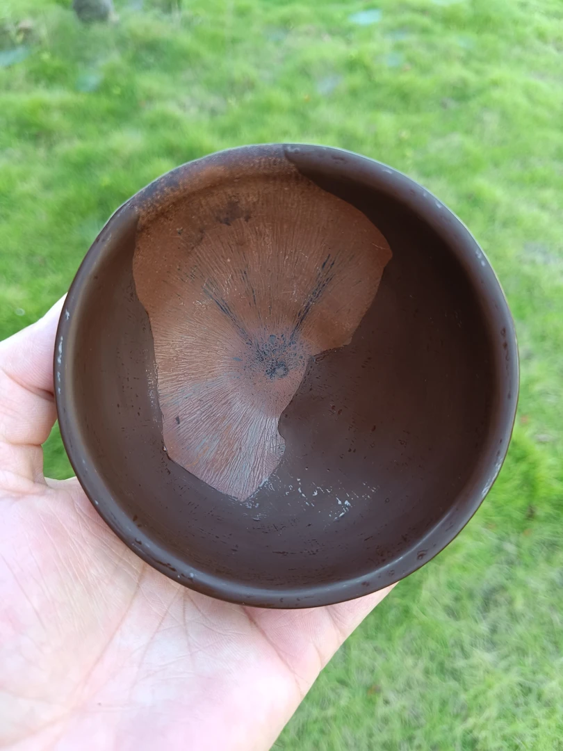 ​水吉窑宋建盏，香炉器型，口径11厘米高5厘米，大漆相近色修复