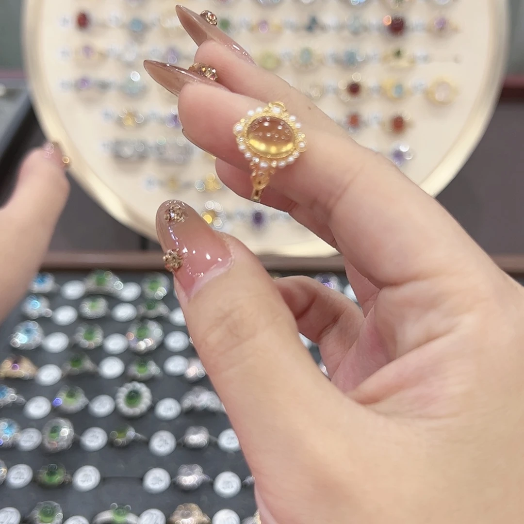 蛇纹石玉戒指银S925镶嵌?****✨