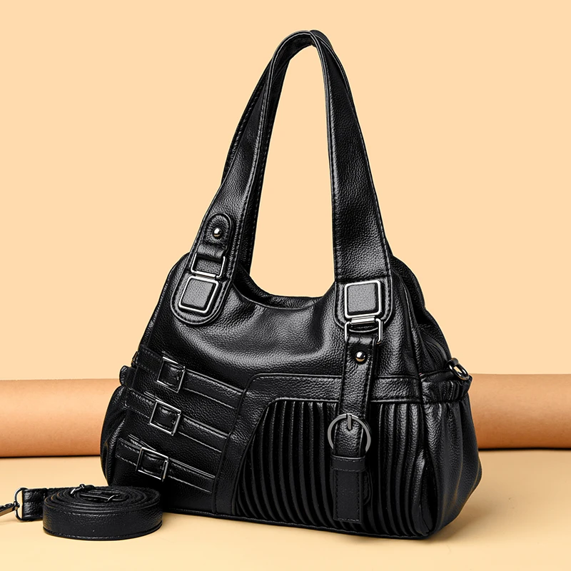 托特包耐磨时尚双根单肩包纯色欧若动感风腋下挎包