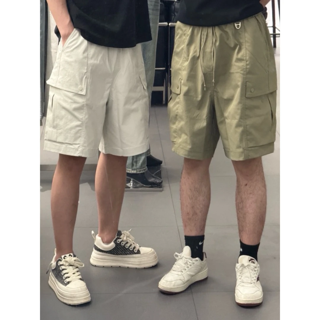 直筒裤微弹力夏季简约风青年短裤免烫工装裤常规款运动风纯色