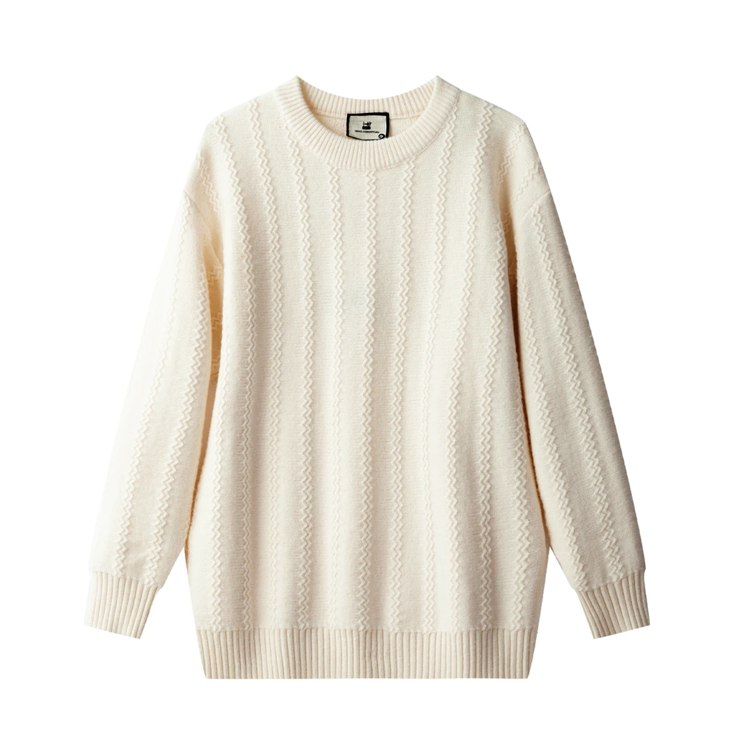 春秋男麻花纯色圆领毛衣男女宽松复古潮款休闲慵懒针织毛衣 8512