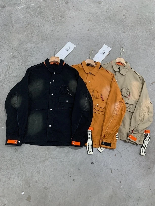 C001 美式潮牌原创设计工装机能风水洗做旧夹克外套