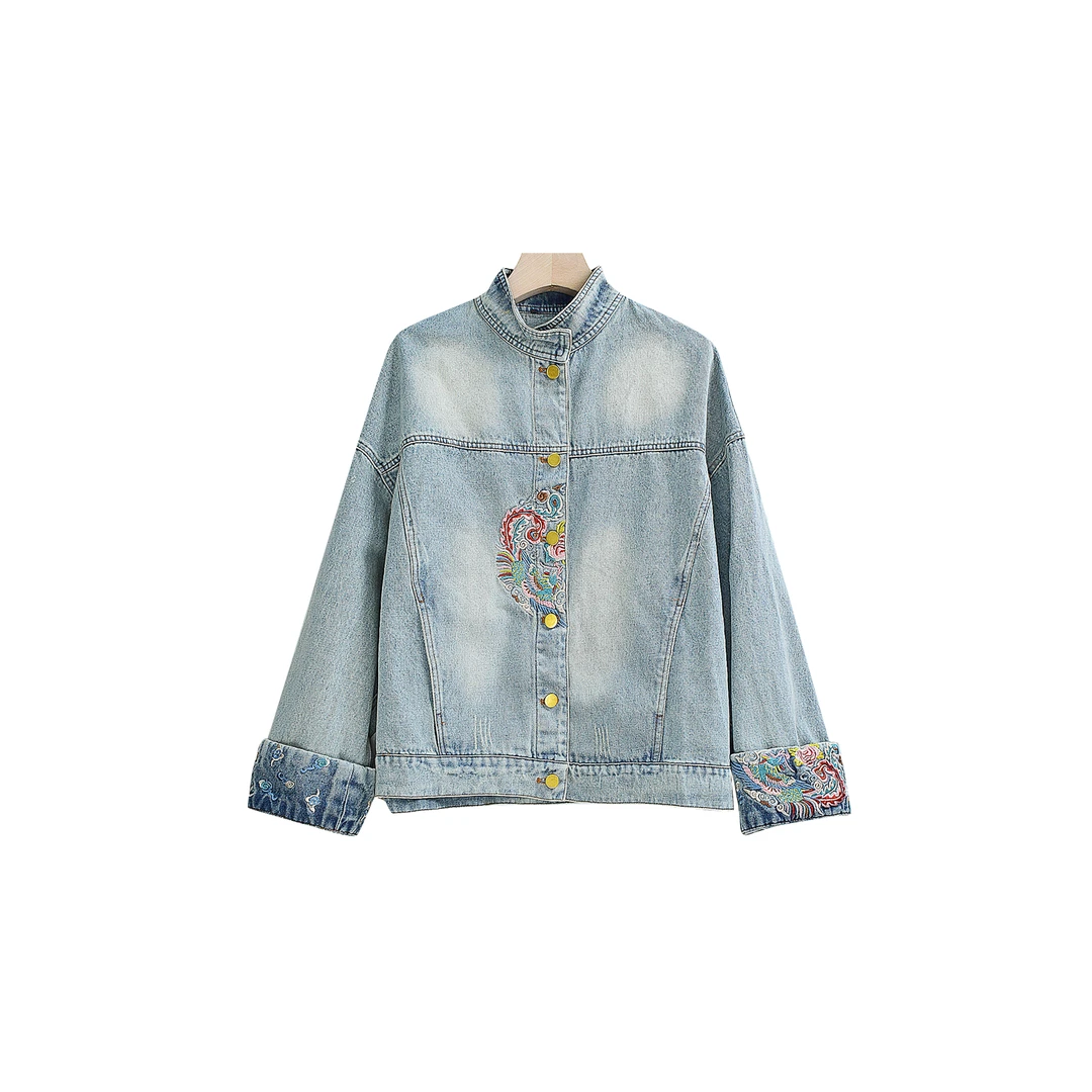 【100棉】JIUJIU 在水一方国风提花牛仔外套-A933-Y8721