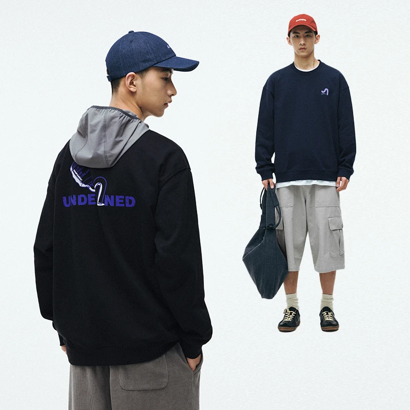 ben·panda春季长袖上衣男士运动百搭休闲复古圆领印花纯棉情侣