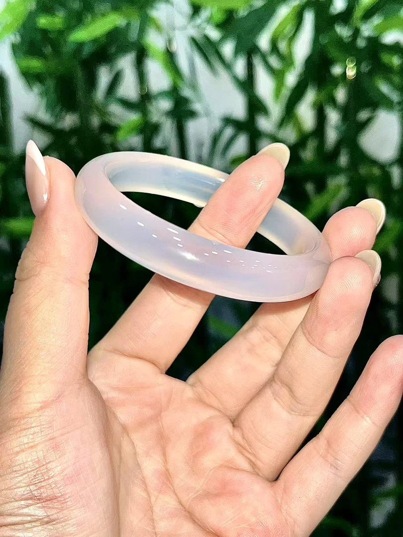 纯天然玛瑙玉髓高冰高透白月光手镯（多样性发一）