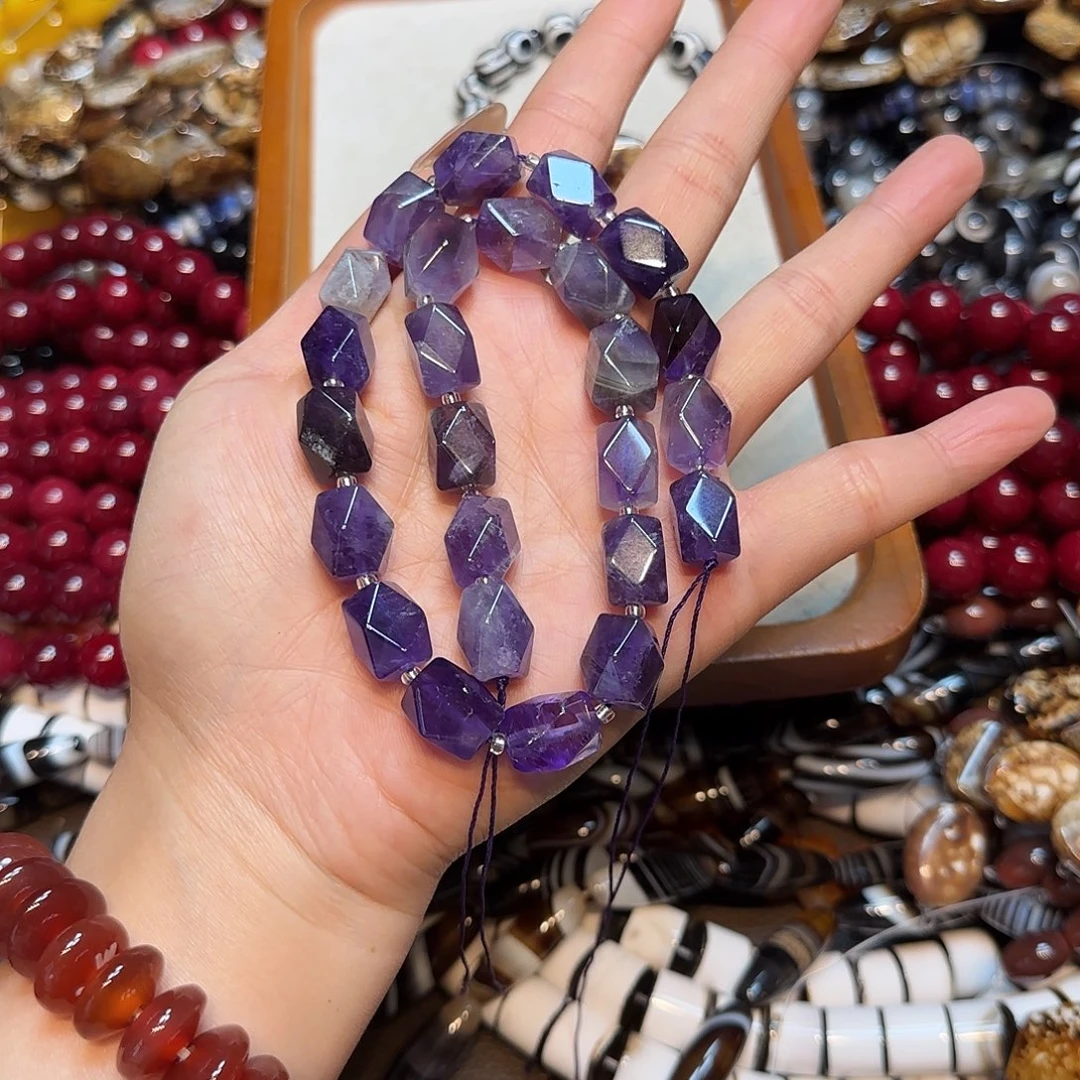 玛瑙/玉髓未镶嵌珠宝半成品紫水晶八棱一条