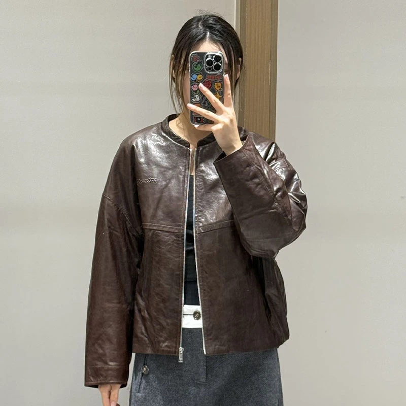 【现货】FIZZFLY | 25冬季设计师品牌新款miu系下收口皮羽绒夹克