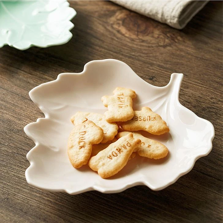 树叶形陶瓷大号盘零食面包点心盘